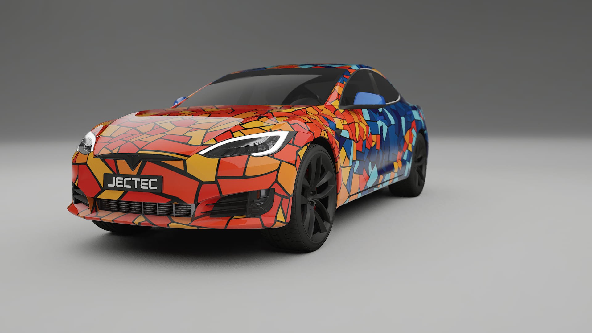 Tesla Model-S Refresh BARCELONA – Designet Wrap PPF-sæt i printbart polyurethanfilm